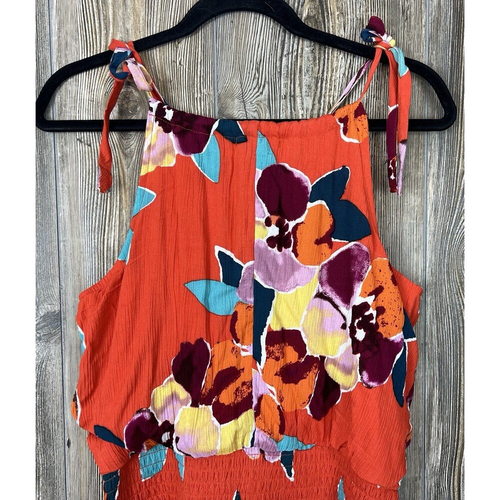 NWT Maurice’s Orange Floral Print Halter Top Sharkbite Hem‎ Maxi Dress Size MED - Picture 6 of 16